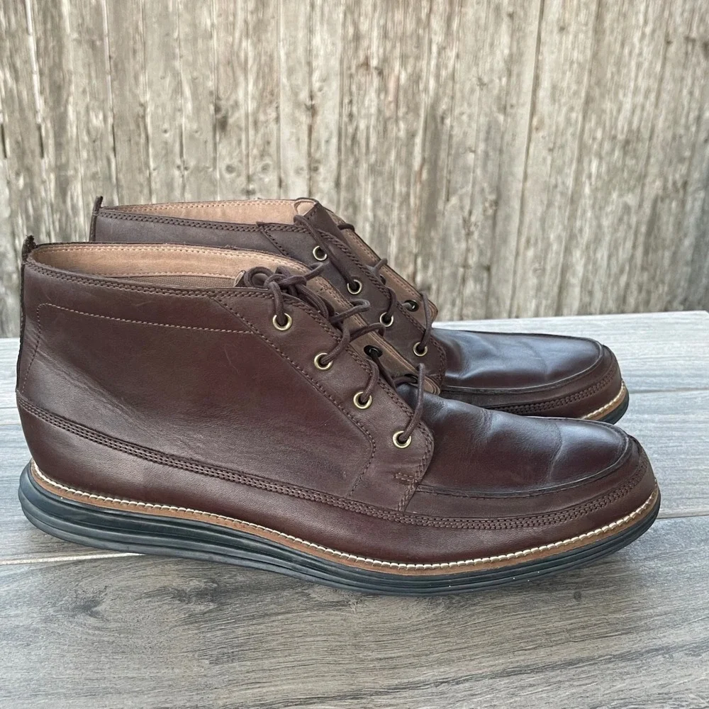 Cole Haan Original Grand Chukka Boots Mens 13 Brown Leather Moc Toe C26175 Lace
